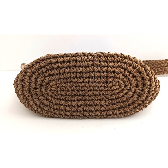 NEW Cappelli Brown Woven Paper Straw Shoulder Tote Beaded Seashell Trim - Picture 4 of 9